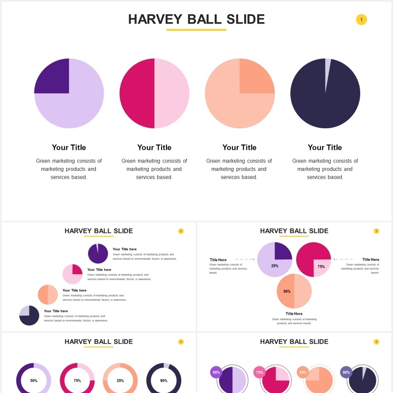圆形饼图百分比PPT信息图表素材Harvey Ball Powerpoint Template