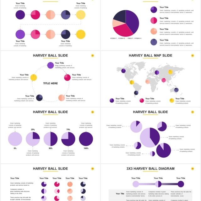 圆形饼图百分比PPT信息图表素材Harvey Ball Powerpoint Template