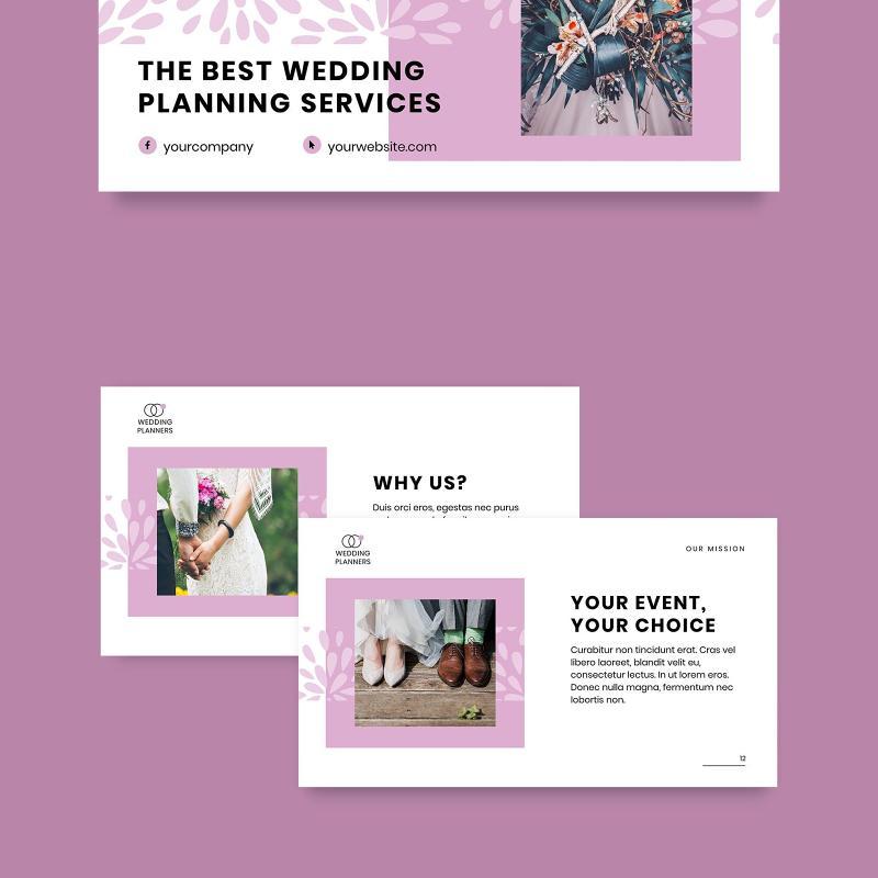 婚礼活动策划婚庆公司介绍宣传PPT模板不含照片Wedding Planner PowerPoint Presentation Template