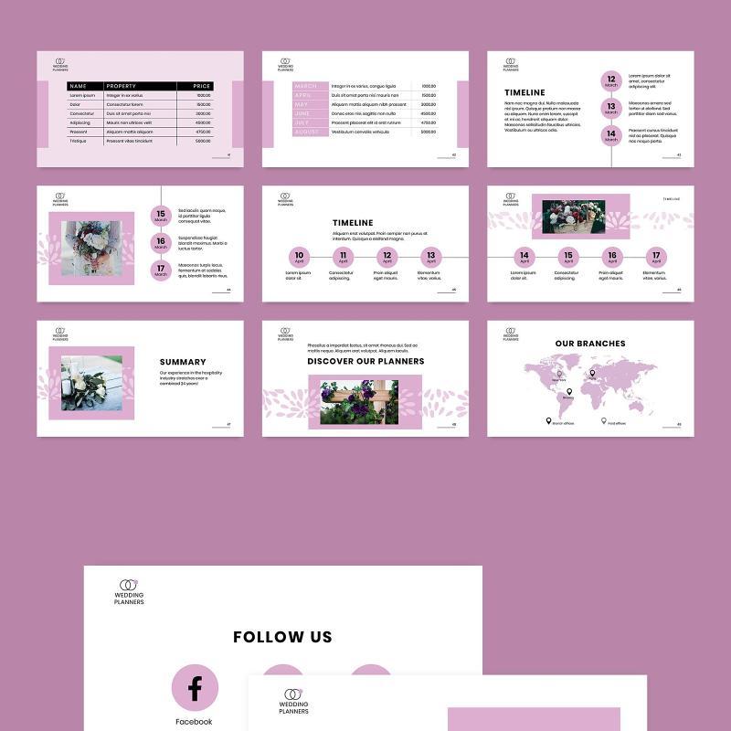 婚礼活动策划婚庆公司介绍宣传PPT模板不含照片Wedding Planner PowerPoint Presentation Template