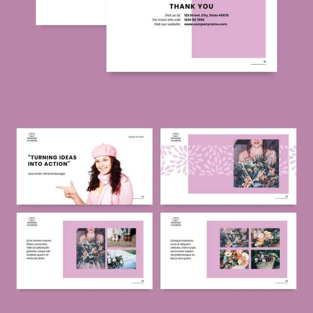 婚礼活动策划婚庆公司介绍宣传PPT模板不含照片Wedding Planner PowerPoint Presentation Template