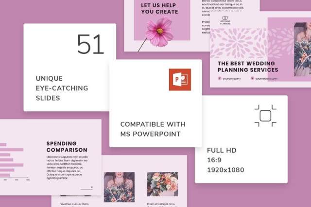 婚礼活动策划婚庆公司介绍宣传PPT模板不含照片Wedding Planner PowerPoint Presentation Template