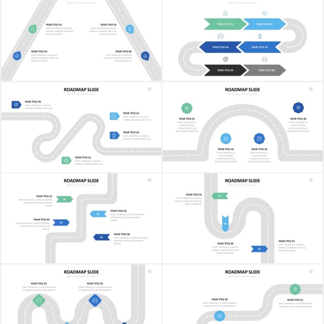 城市规划道路路标路线图可视化图表PPT素材Roadmap Powerpoint Slides