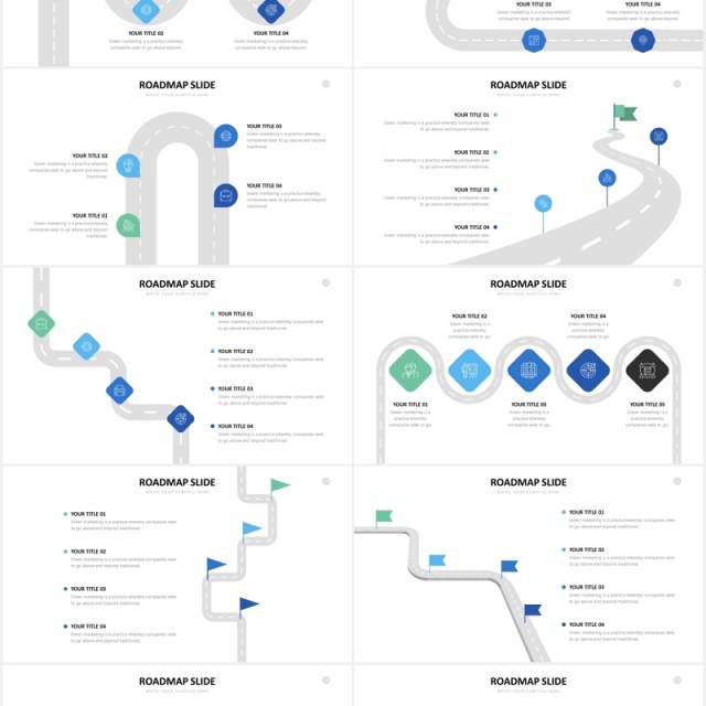 城市规划道路路标路线图可视化图表PPT素材Roadmap Powerpoint Slides