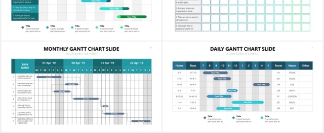 项目进度甘特图表格PPT信息图表素材Gantt Slides V3 Powerpoint Template