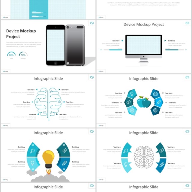 蓝色公司产品展示介绍竞品分析PPT信息图表模板infinity powerpoint template