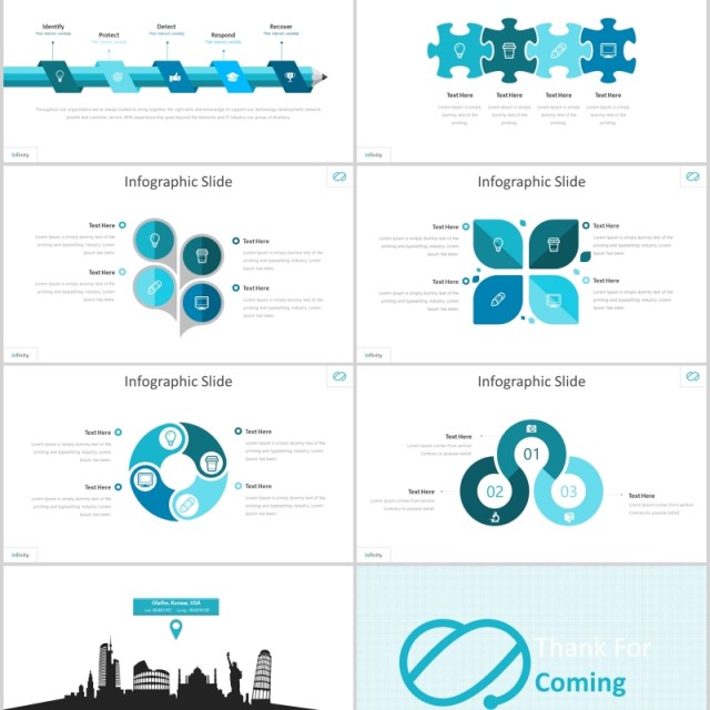 蓝色公司产品展示介绍竞品分析PPT信息图表模板infinity powerpoint template