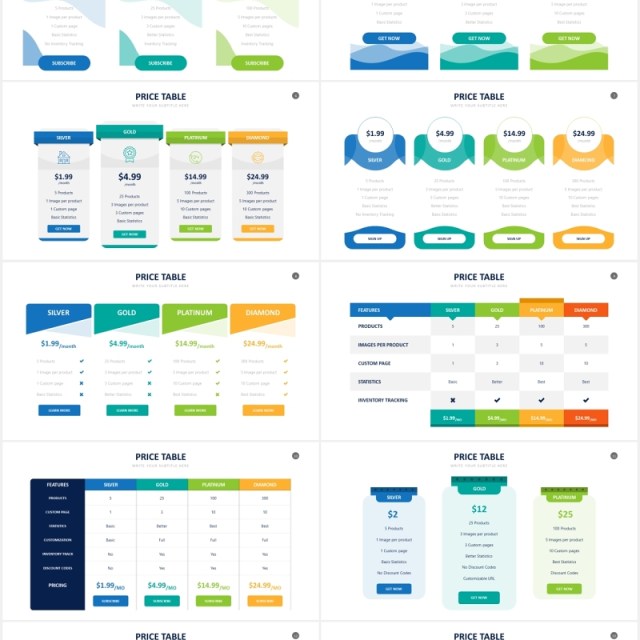 定价表价格服务列表清单信息图表PPT素材Pricing Table Powerpoint Slides