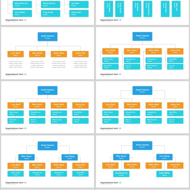 组织结构图层次结构PPT信息图表模板素材organizational chart and hierarchy template