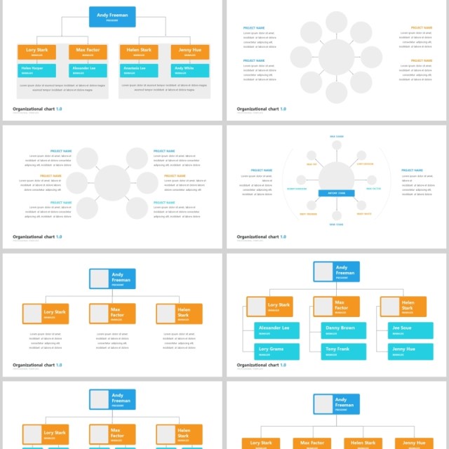 组织结构图层次结构PPT信息图表模板素材organizational chart and hierarchy template