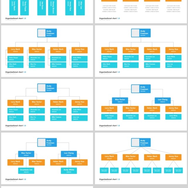 组织结构图层次结构PPT信息图表模板素材organizational chart and hierarchy template