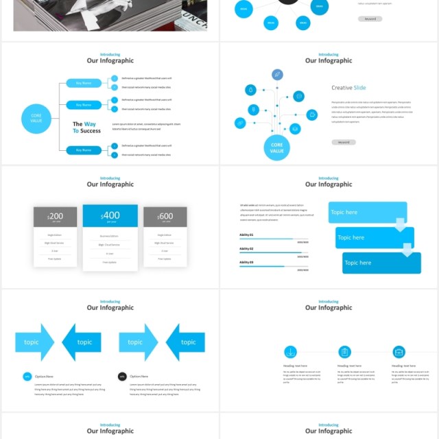 蓝色国外图片排版PPT模板Deandro - Powerpoint Template