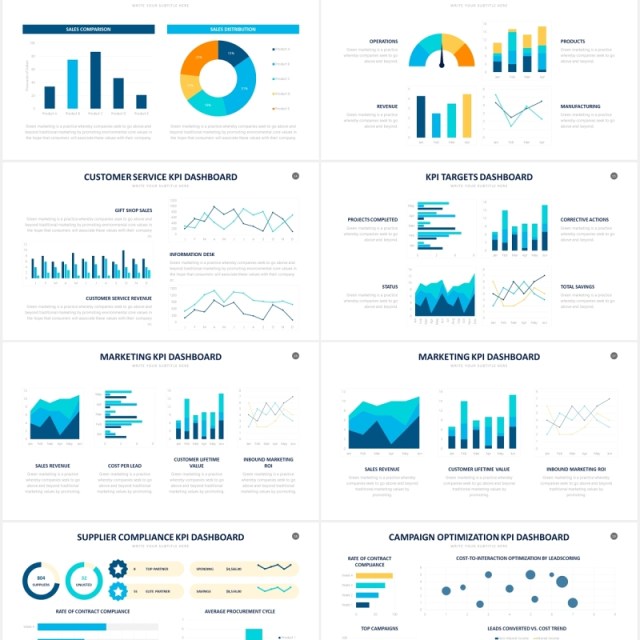 可视化供应利益链KPI仪表盘信息图表PPT素材KPI Powerpoint Slides