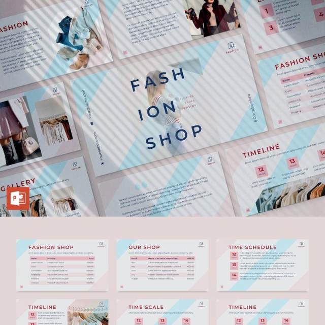 时尚商业报告项目计划PPT模板不含照片Fashion PowerPoint Presentation Template