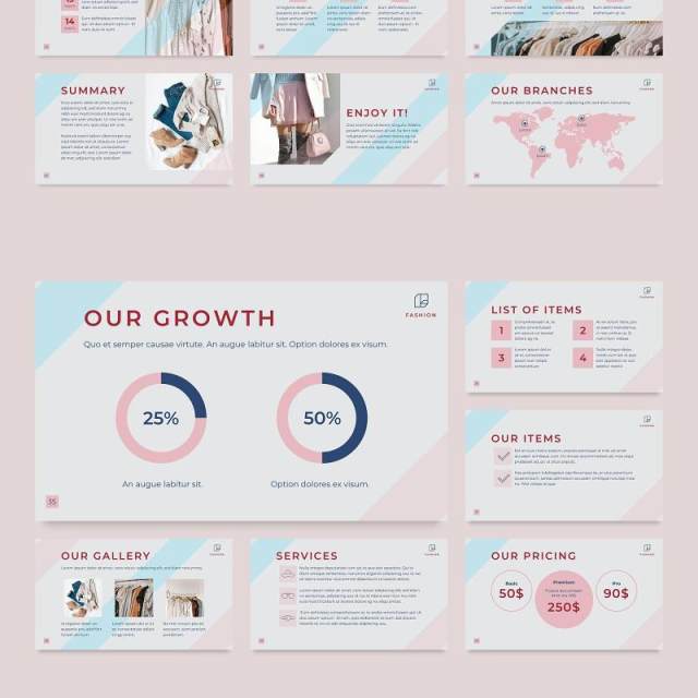 时尚商业报告项目计划PPT模板不含照片Fashion PowerPoint Presentation Template