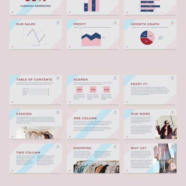 时尚商业报告项目计划PPT模板不含照片Fashion PowerPoint Presentation Template