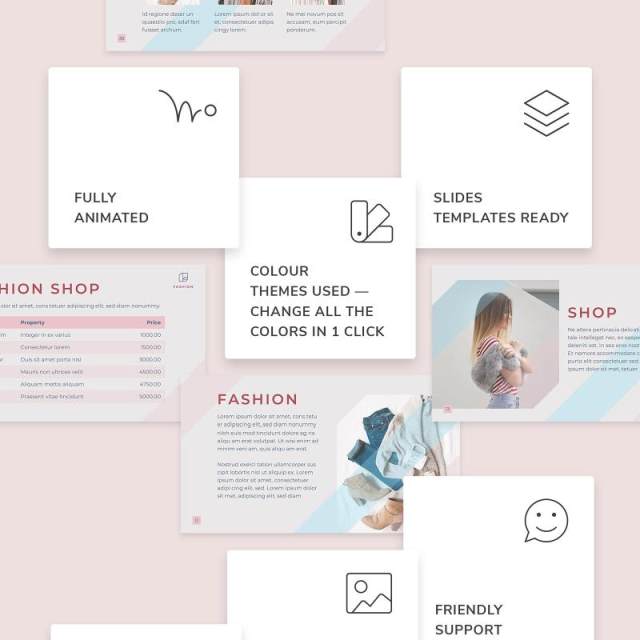 时尚商业报告项目计划PPT模板不含照片Fashion PowerPoint Presentation Template