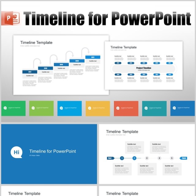 7套色系日程表时间轴企业事件历程PPT模板timeline powerpoint template