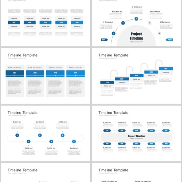 7套色系日程表时间轴企业事件历程PPT模板timeline powerpoint template