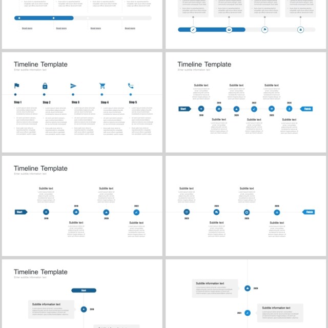 7套色系日程表时间轴企业事件历程PPT模板timeline powerpoint template
