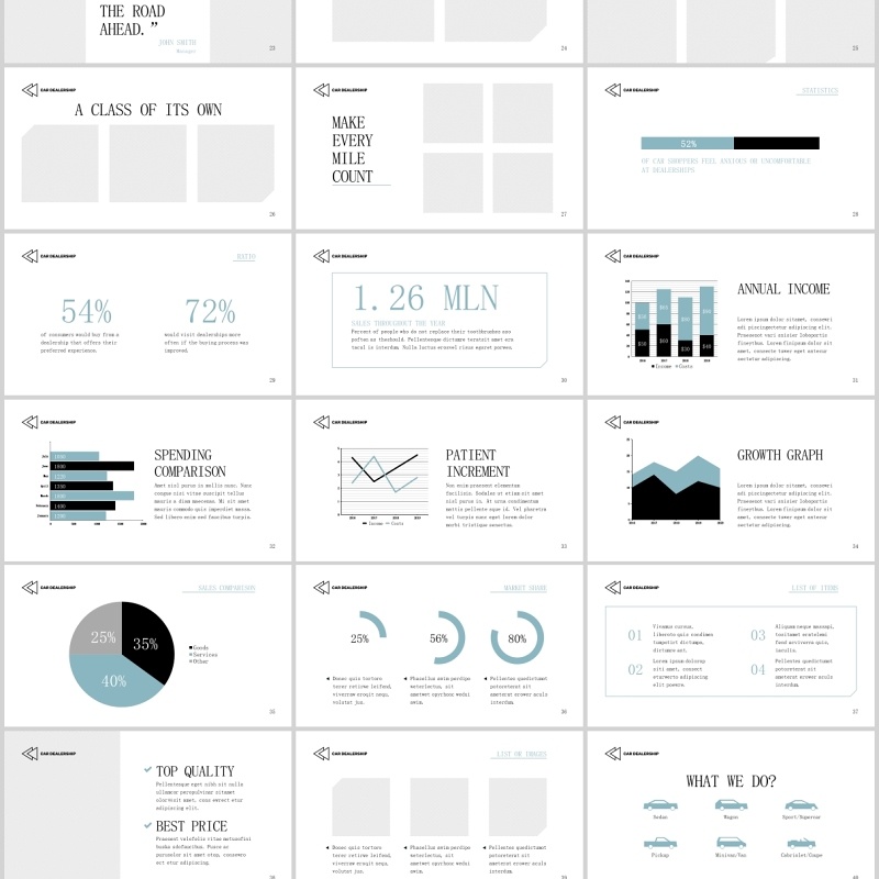 品牌汽车4S经销商代理公司PPT版式模板Car Dealership PowerPoint Presentation Template