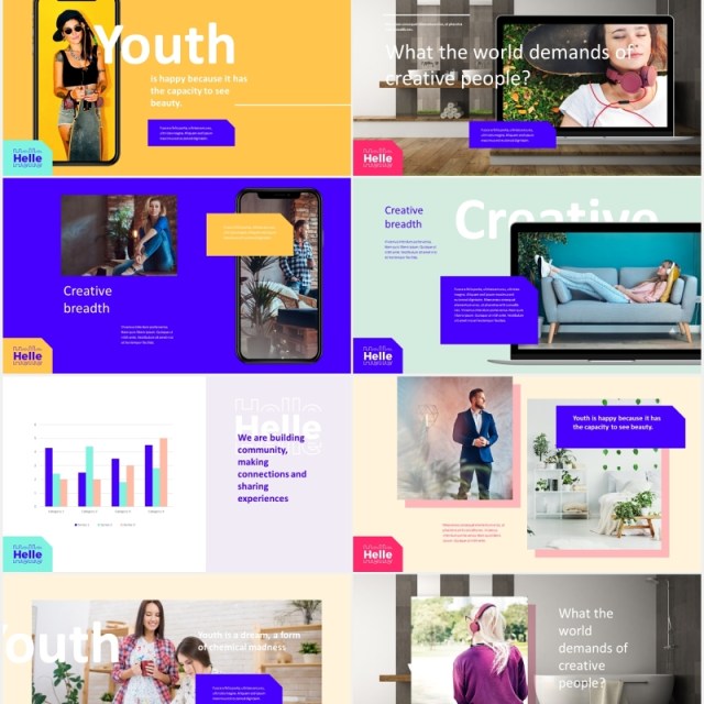 创意商务公司宣传介绍PPT模板helle creative powerpoint template