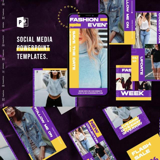 紫黄双色手机竖版社交媒体杂志PPT版式模板不含照片Social Media PowerPoint Template 紫黄双色手机竖版社交媒体杂志PPT版式模板不含照片Social Media PowerPoint Template