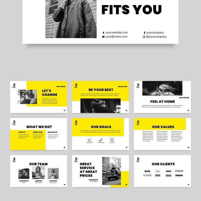 理发店商业创意PPT模板不含照片Barbershop PowerPoint Presentation Template