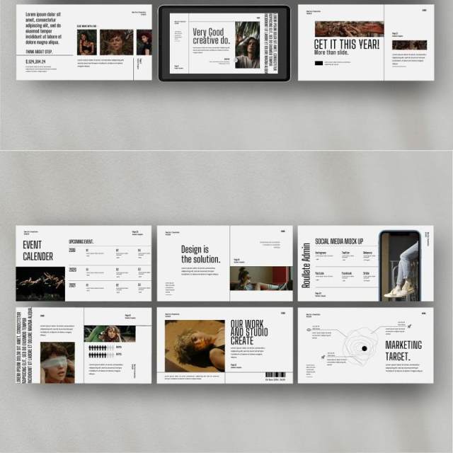 室内设计创意公司现代商业报告PPT模板不含照片ROULLATE Urban Creative Design Corp Powerpoint