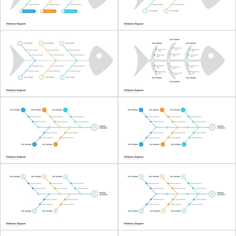 鱼骨图PPT信息图表模板fishbone diagram powerpoint