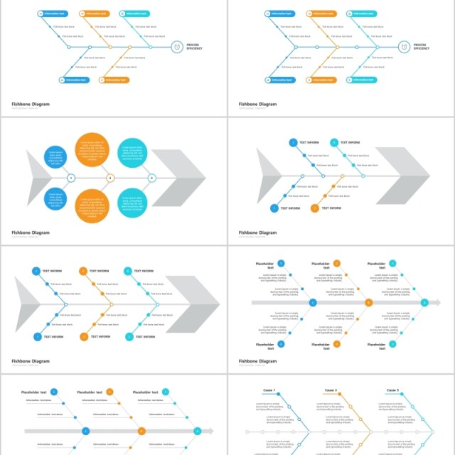 鱼骨图PPT信息图表模板fishbone diagram powerpoint