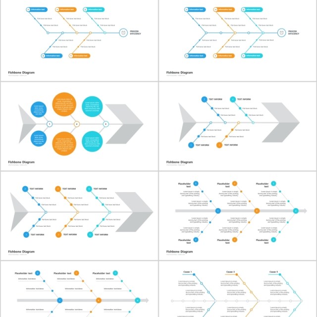 鱼骨图PPT信息图表模板fishbone diagram powerpoint