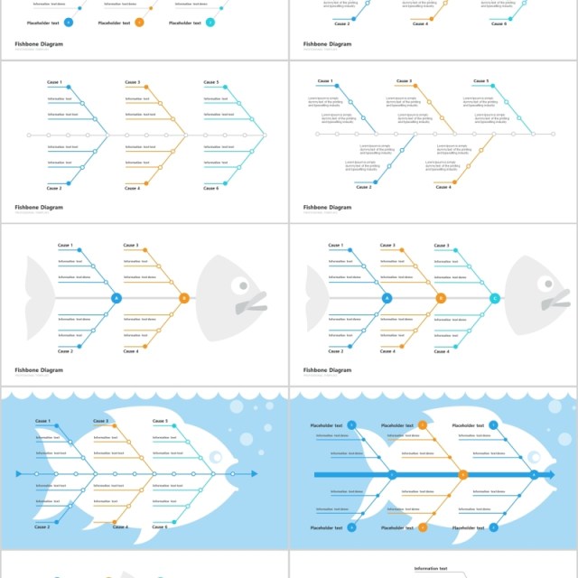 鱼骨图PPT信息图表模板fishbone diagram powerpoint