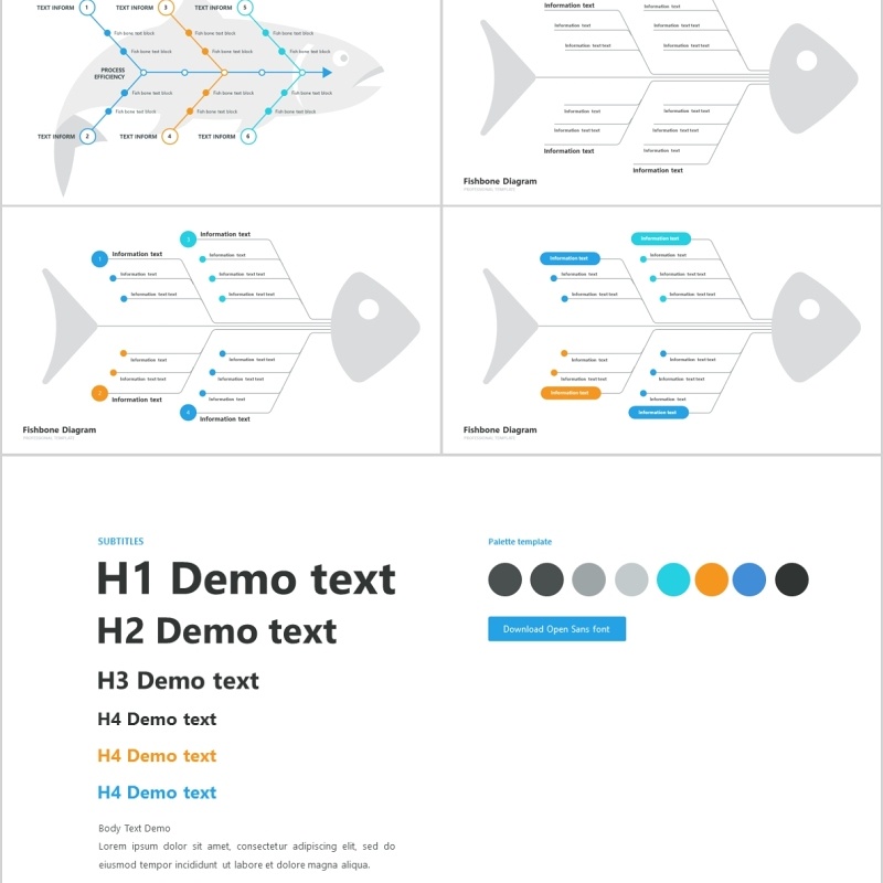 鱼骨图PPT信息图表模板fishbone diagram powerpoint