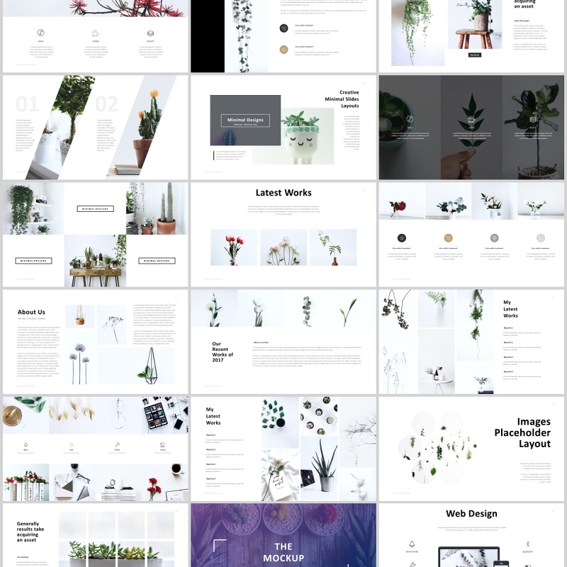 简洁绿植宣传介绍PPT模板