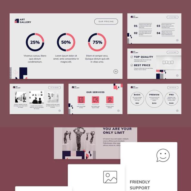 美术馆艺术画廊PPT版式模板Art Gallery PowerPoint Presentation Template