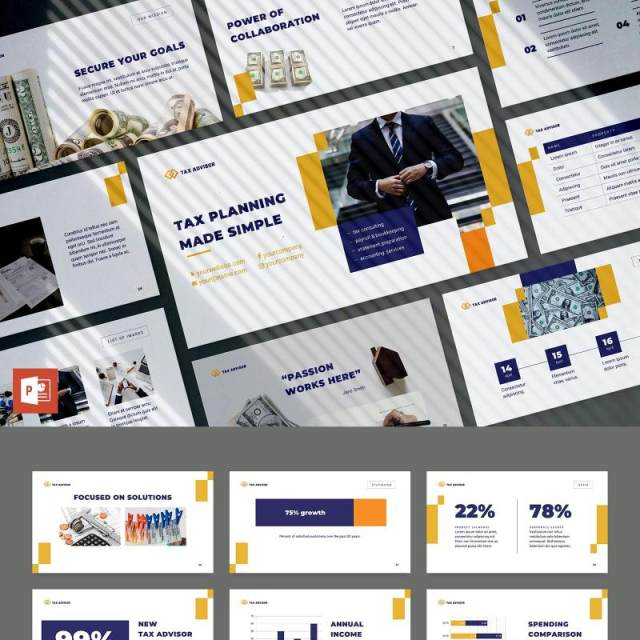 税务财务咨询公司PPT版式模板Tax Advisor PowerPoint Presentation Template