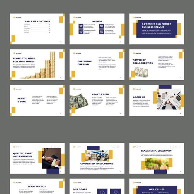 税务财务咨询公司PPT版式模板Tax Advisor PowerPoint Presentation Template