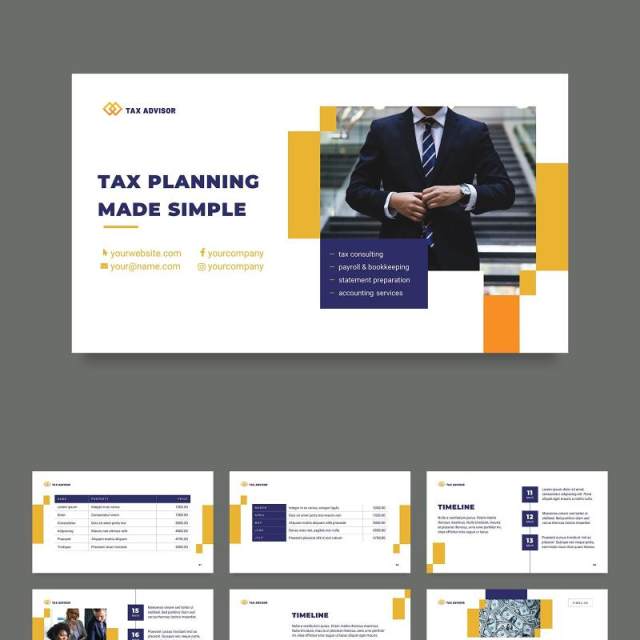 税务财务咨询公司PPT版式模板Tax Advisor PowerPoint Presentation Template