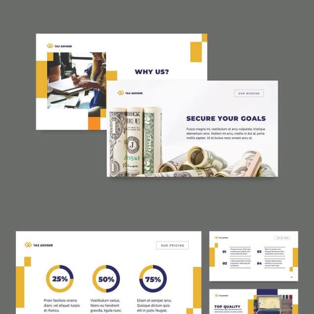 税务财务咨询公司PPT版式模板Tax Advisor PowerPoint Presentation Template