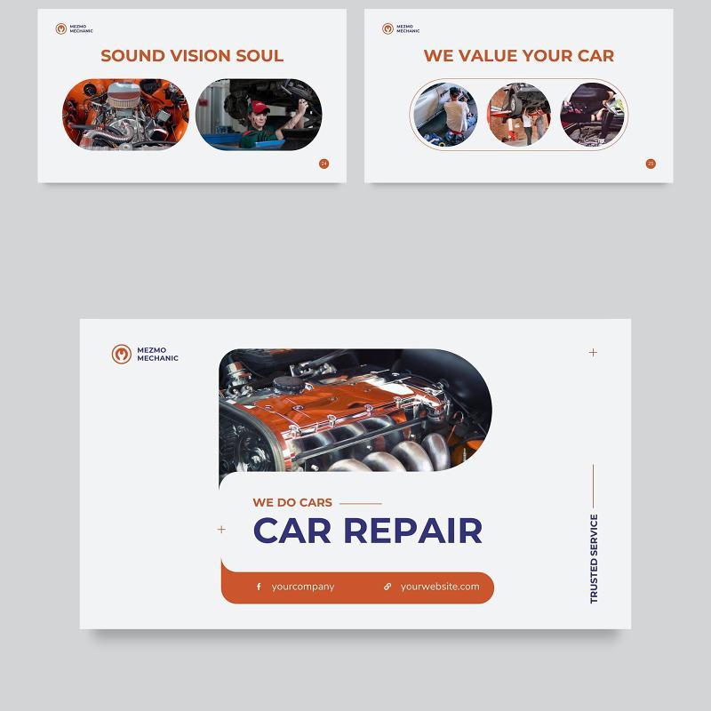 品牌汽车维修服务创意PPT模板不含照片Car Repair PowerPoint Presentation Template