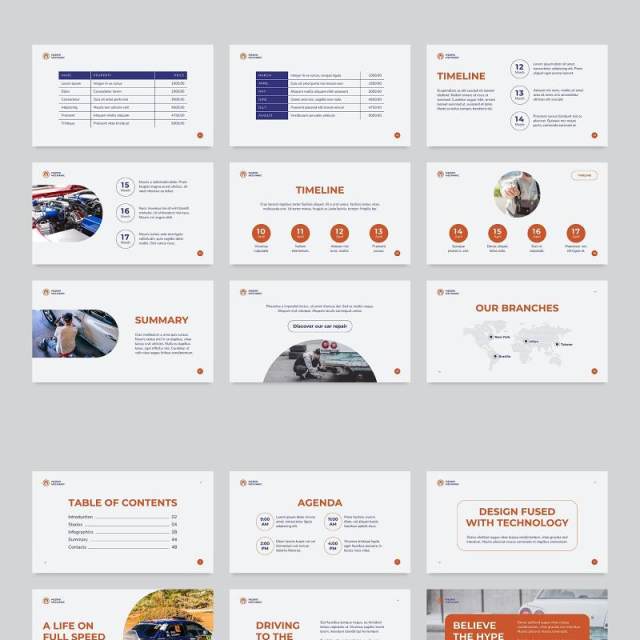 品牌汽车维修服务创意PPT模板不含照片Car Repair PowerPoint Presentation Template