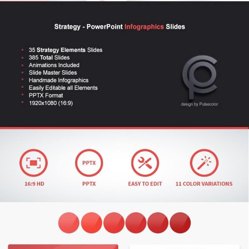 11套色系战略策略PPT信息图表幻灯片Strategy - PowerPoint Infographics Slides