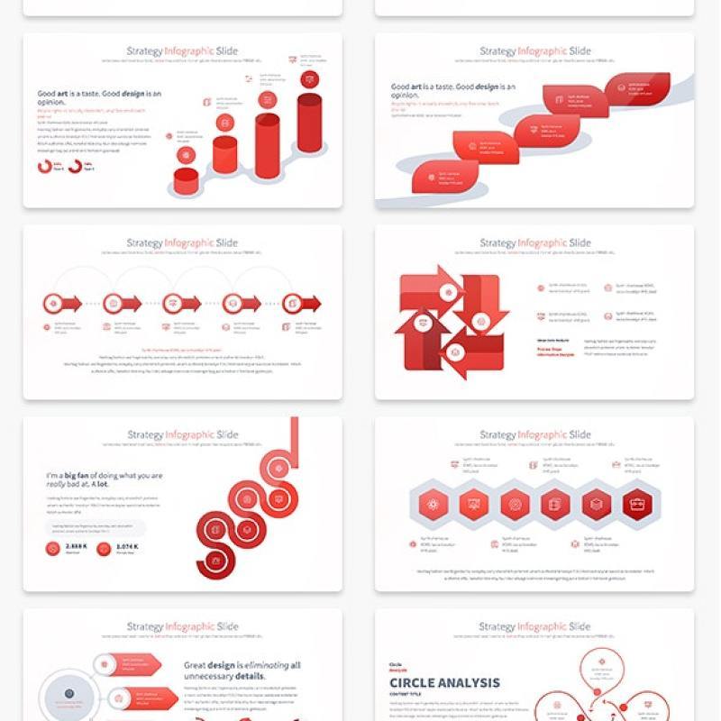 11套色系战略策略PPT信息图表幻灯片Strategy - PowerPoint Infographics Slides