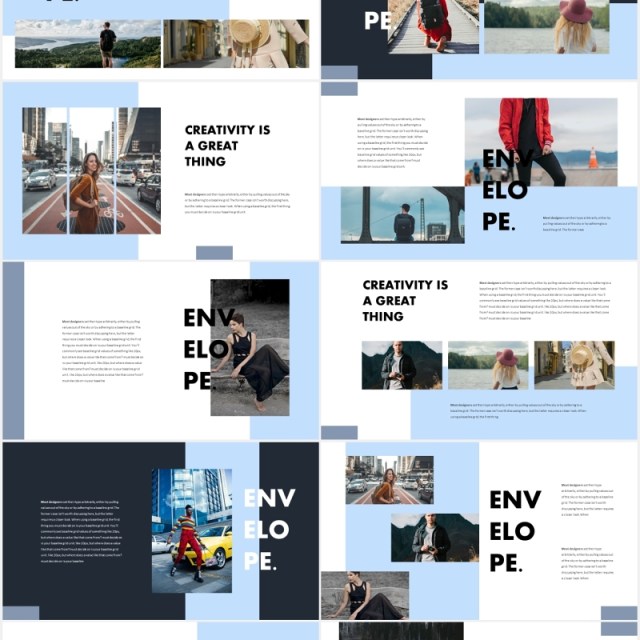 摄影展示国外PPT图片排版模板Envelope Powerpoint Template