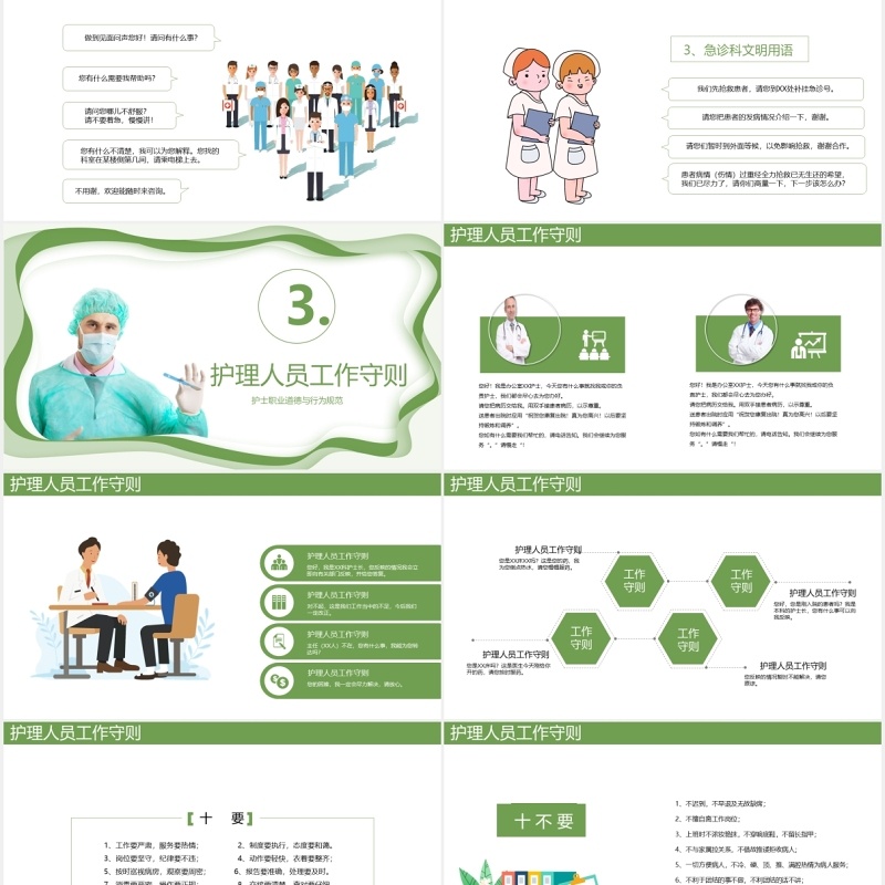 绿色医院医疗护士医生岗前培训课件PPT模板