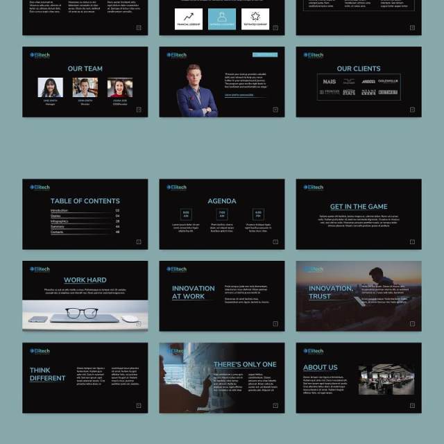 科技创业技术项目宣传介绍PPT模板不含照片Tech Startup PowerPoint Presentation Template