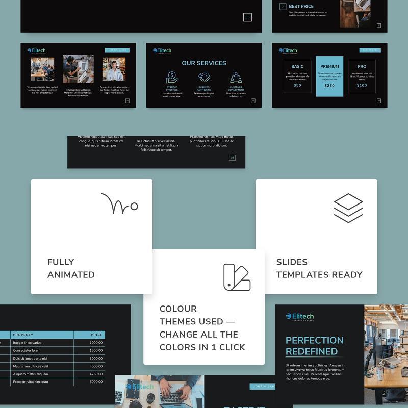 科技创业技术项目宣传介绍PPT模板不含照片Tech Startup PowerPoint Presentation Template