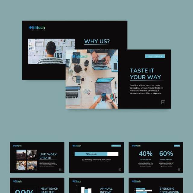 科技创业技术项目宣传介绍PPT模板不含照片Tech Startup PowerPoint Presentation Template