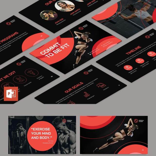 私人健身教练PPT模板不含照片Personal Trainer PowerPoint Presentation Template